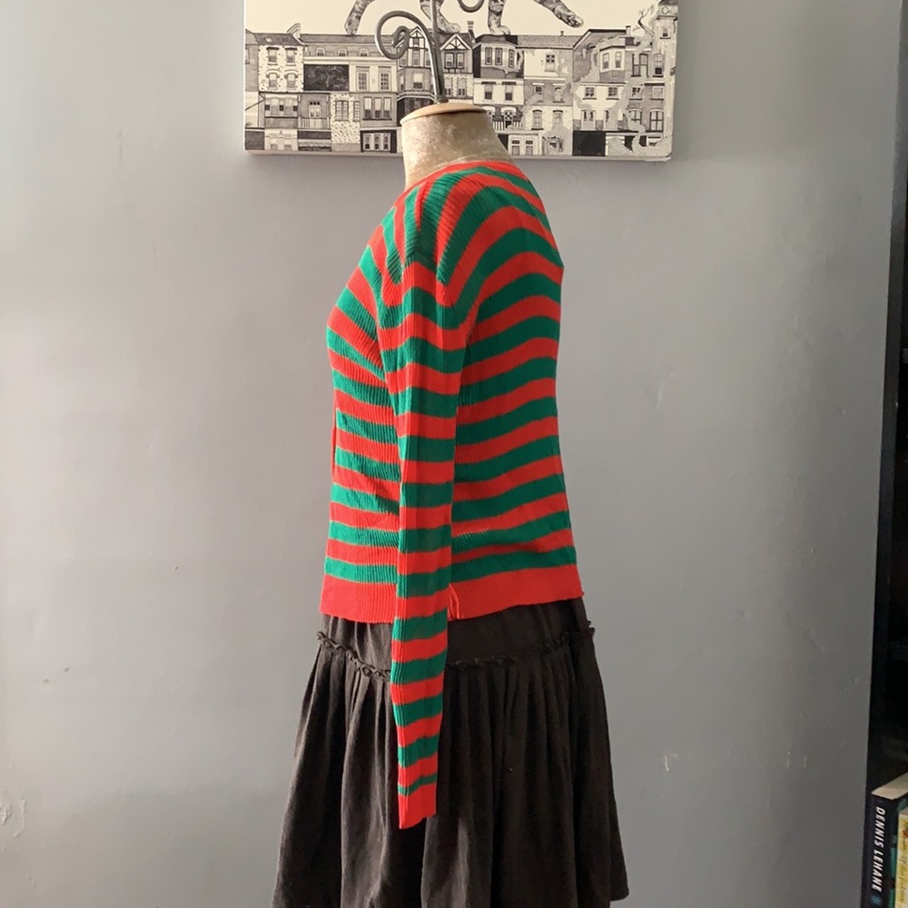 Small red/green striped light sweater from Spain. - Picture 3 of 5